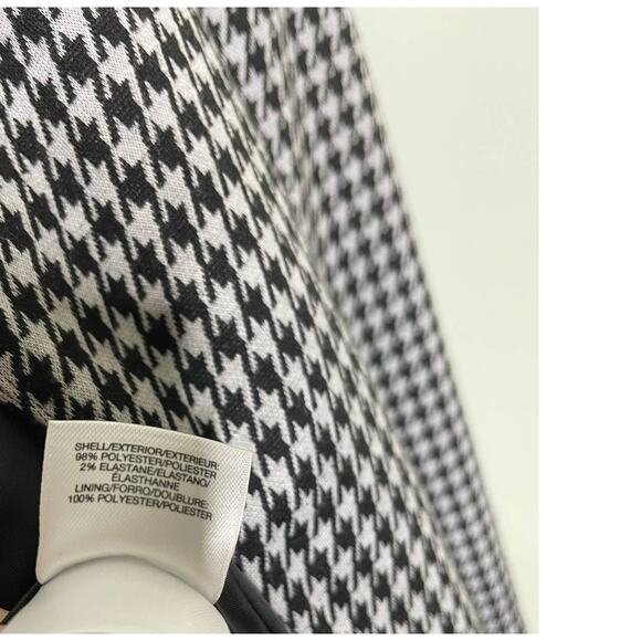 Nine West Open Front Houndstooth Lapel Blazer Jacket Black White Womens Large - Picture 8 of 11